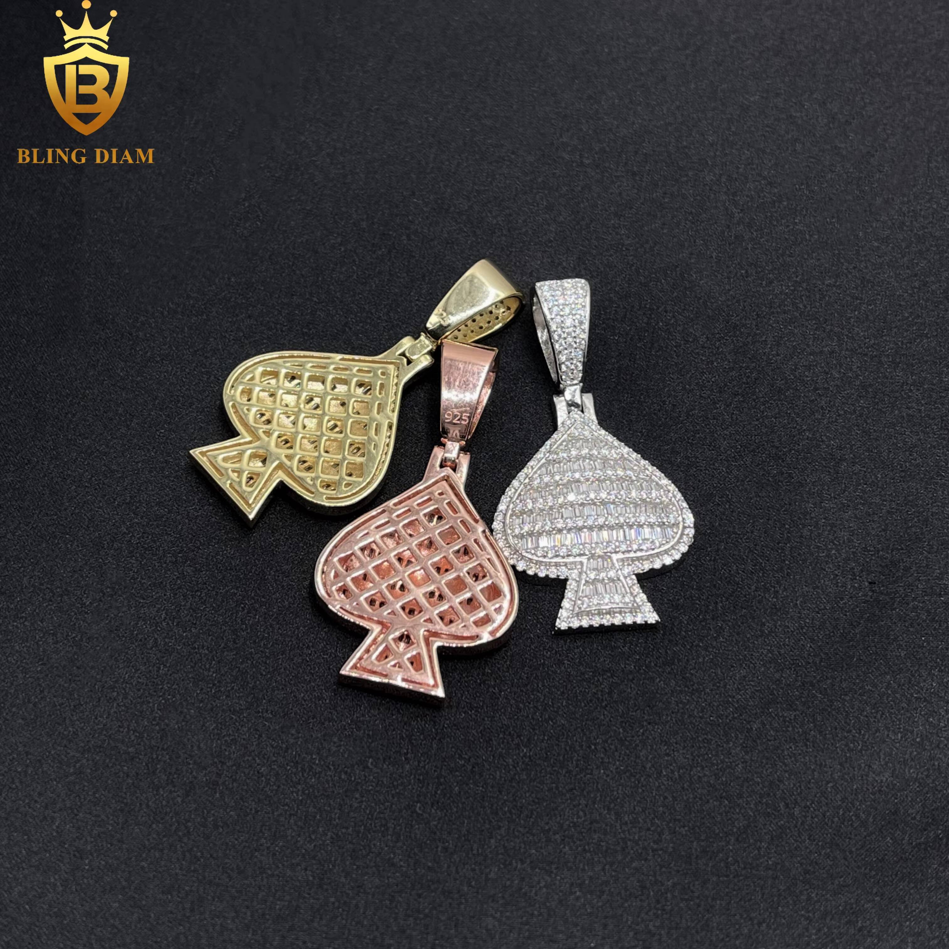 Iced Out Jewelry 925 Sterling Silver VVS Moissanite Pass Diamond Tester Heart Shape Pendant Necklace