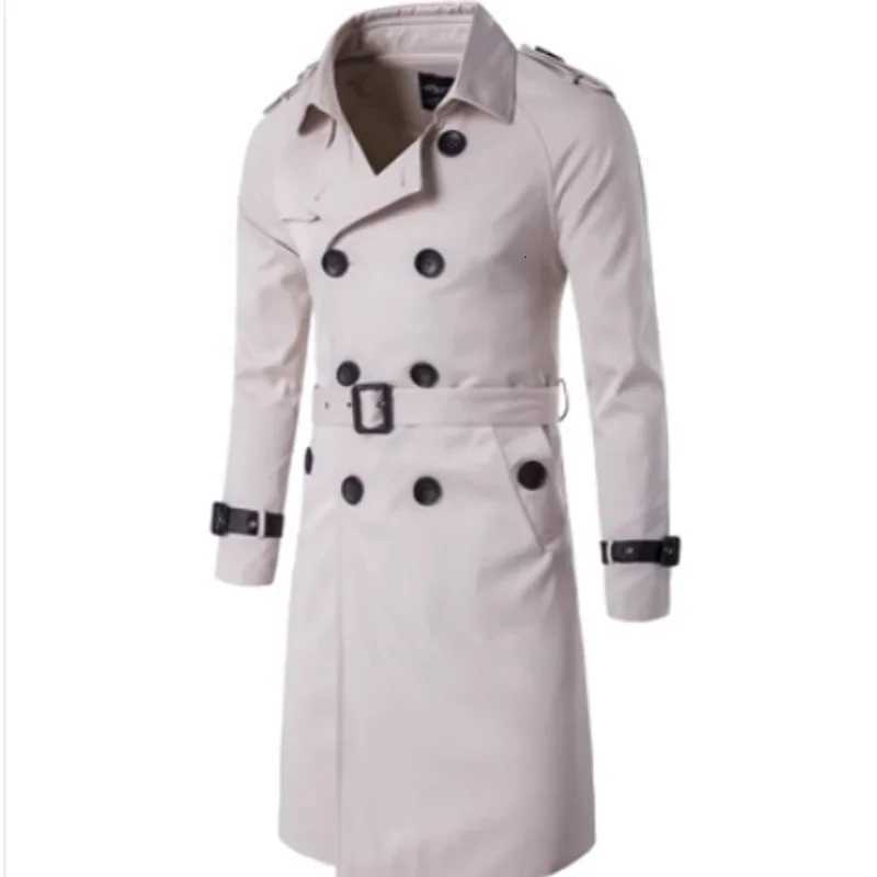 2024 New Mens Spring Autumn Windbreak Overcoat Long Trench Coats with Belt Male Pea Coat Double Breasted Peacoat W250815