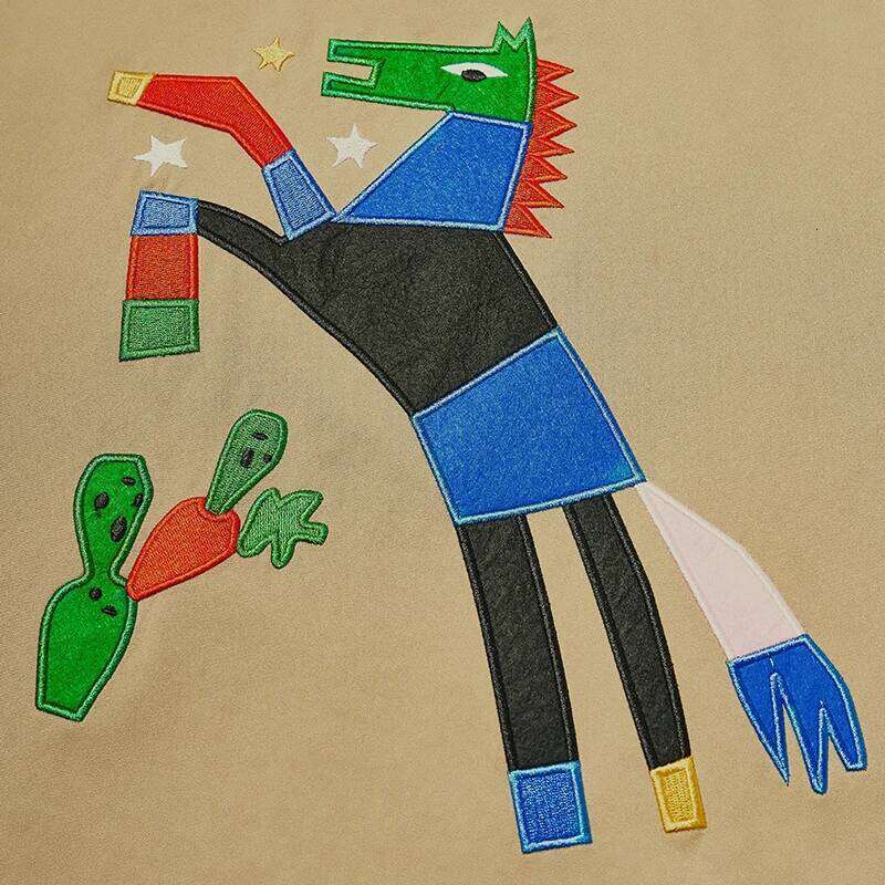 Designer Clothing 2025 IATION Men's Cartoon Embroidery Shorten Jacket American Street Style Turn Down Outerwear