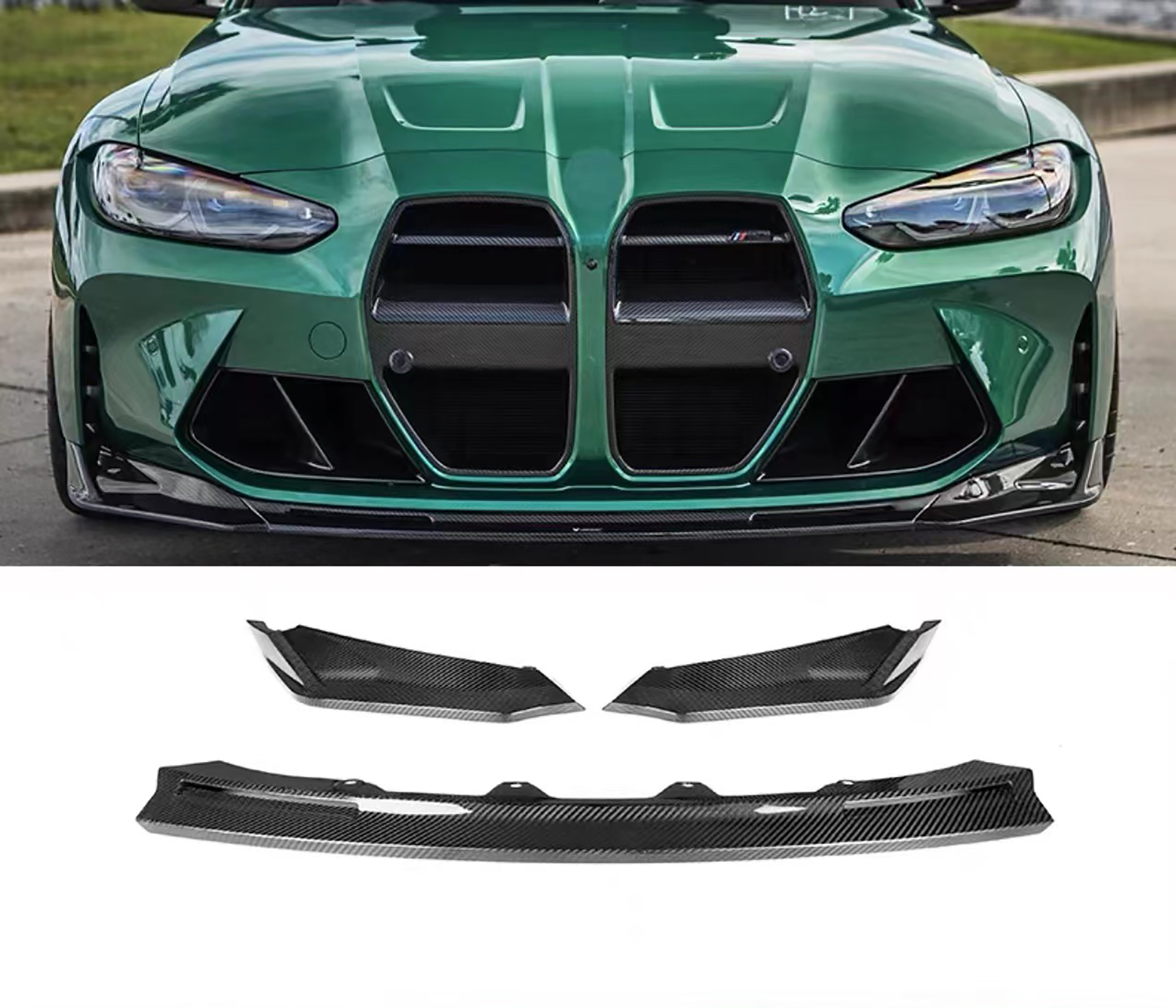 For BMW G80 G82 M3 M4 V Style Front Body Kit Dry Carbon Fiber Car Bumper Spoiler Diffuser Splitter Lip Exterior Parts
