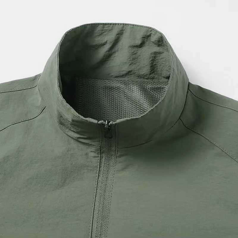 2025 Mens Casual Autumn Quick Drying Outer Jackets Fashion Anti-Ultraviolet Windproof Coat Man Thin Stand Green Overcoat W250815