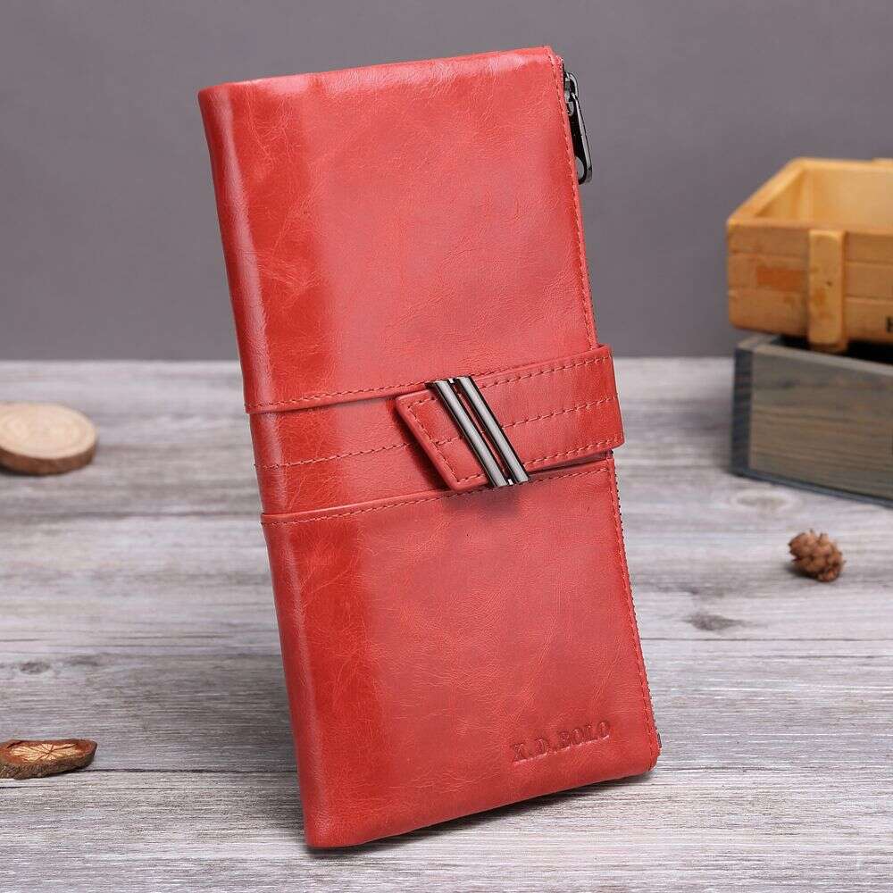 Modern Paul Fashion Women's Wallet Oil Wax Leather Double Zipper Coin Purse Long Clutch for Women designer wallet B5 B5