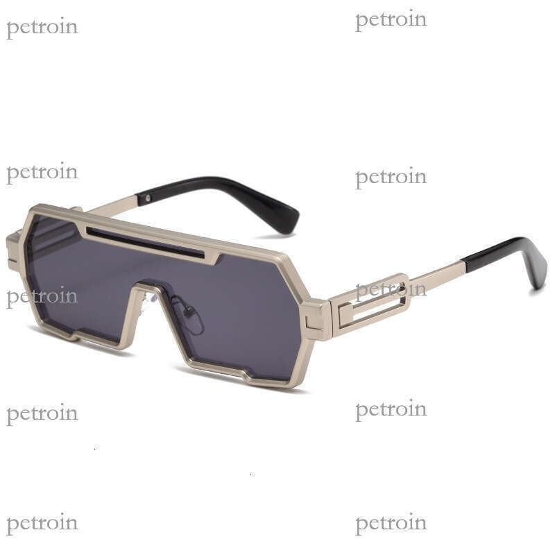 Fashion Metal Square Frame One-piece Hip-hop Personality Future Technology Trendy Sunglasses