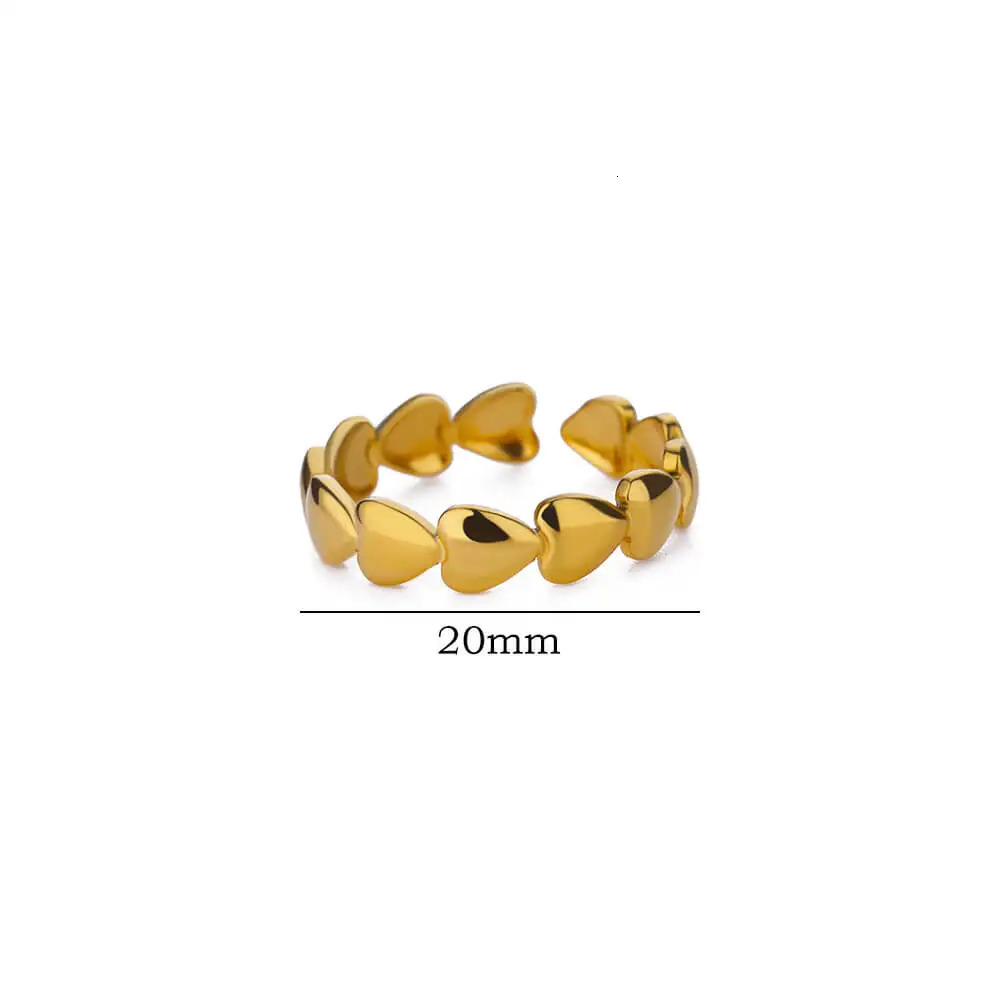 Stainless Steel Heart Rings For Women Opening Adjustable Gold Color Ring Wedding Couple Christmas Jewelry Party Gifts 250811