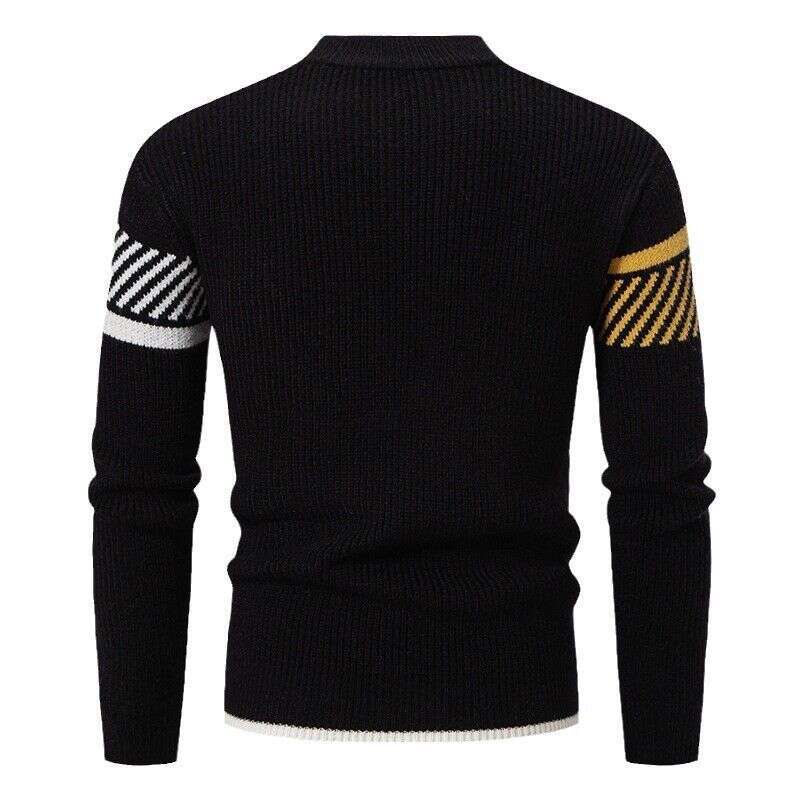 Men's Clothing New Casual Round Neck Sweater Brand Fashion Color Matching Knitted Bottoming Shirt Men's Top
