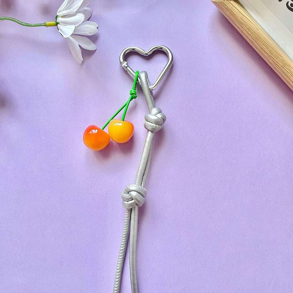 3D Headphone Cute Korean Style Camera Bag Car Hanging Ornament Leather Strap Keychain Pendant Color-Block Pin Ins Cherry
