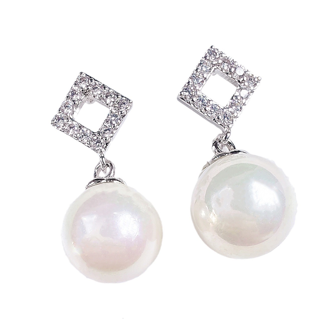 Korean Style Fashion Geometric Elegant Pearl with Rhinestones Trendy Women's Sexy Earrings e8303