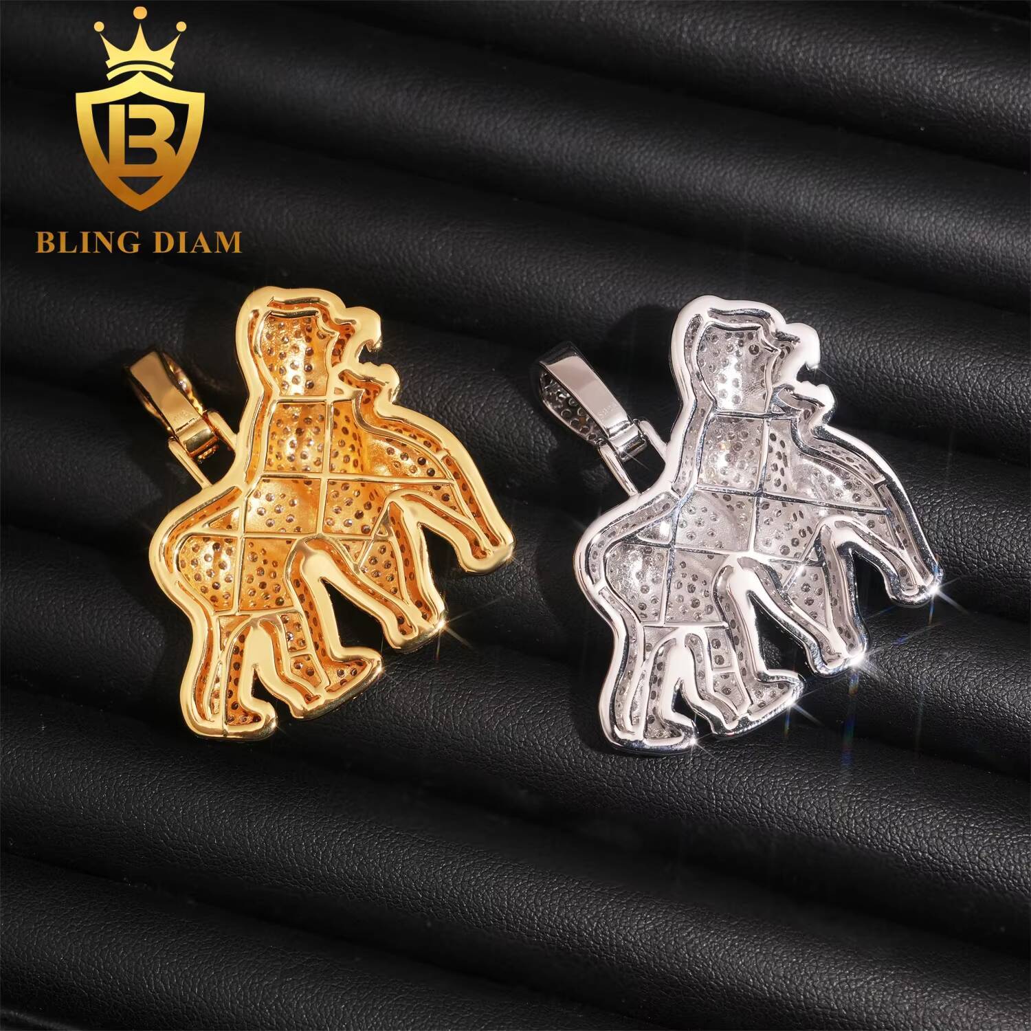 New Design Iced Out Little Chimp Pendant 925 Silver Vvs Moissanite Gorilla Pendants Hip Hop Fashion Gold Plated Pendant