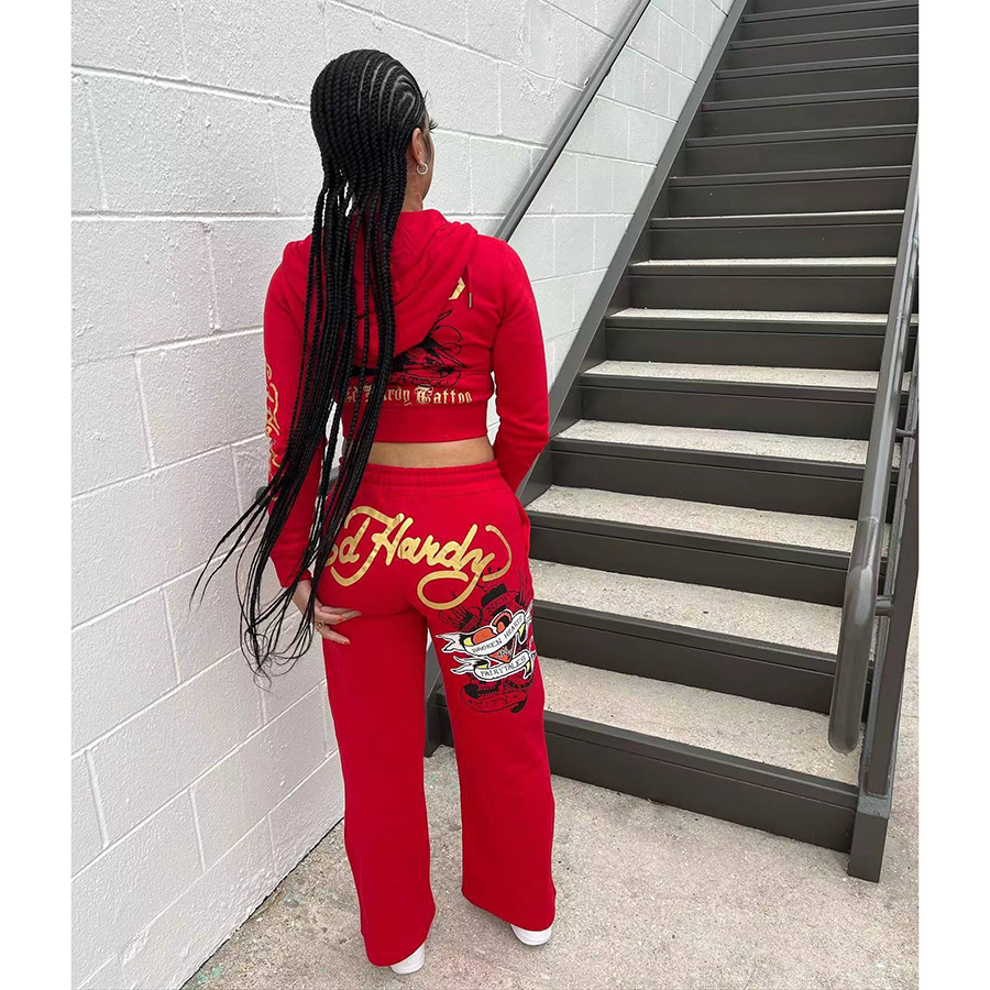 Women's Two-Piece Outfit: Trendy Casual Streetwear Set S-XXL - Fashionable Multi-Colored Print Clothing C260312