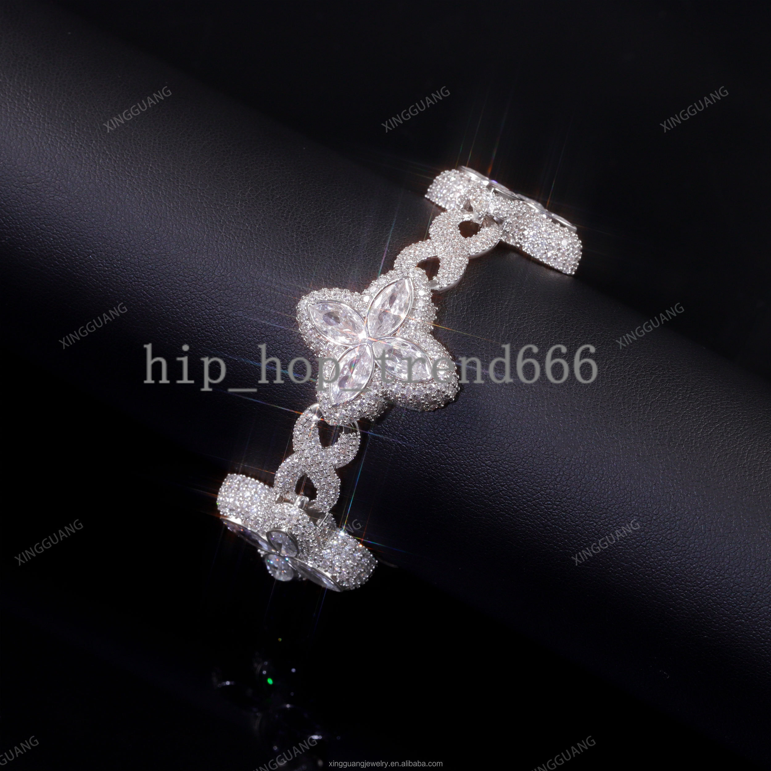 Special Design Fine Jewelry 925 Silver VVS Moissanite Cross Shape Cuban Chain Bracelet Necklace Hip Hop Style for Men