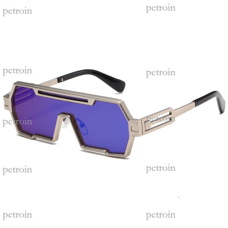 Fashion Metal Square Frame One-piece Hip-hop Personality Future Technology Trendy Sunglasses