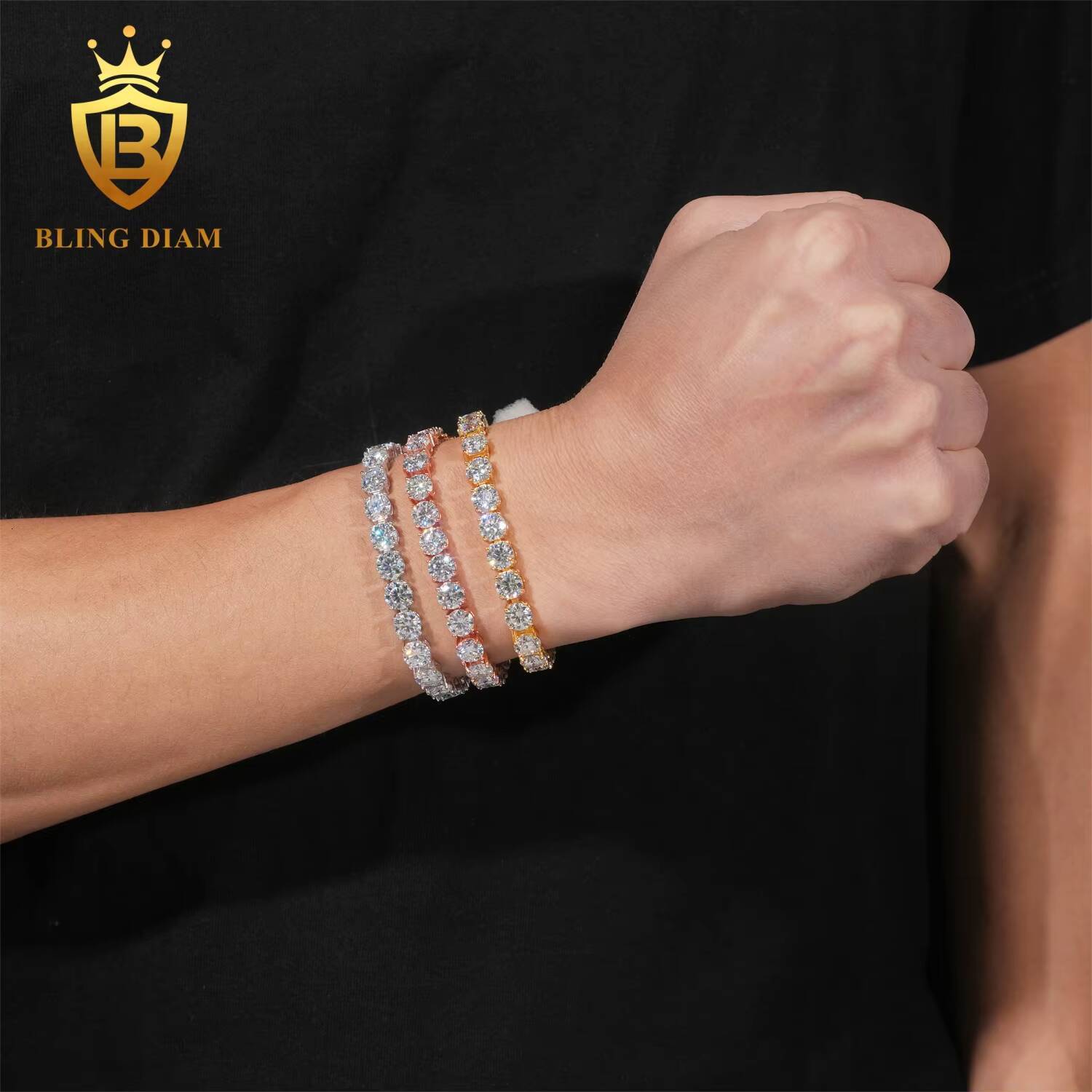 Pass Diamond Tester GRA Certificate Hip Hop 925 Sterling Silver 2mm-6.5mm Tennis Necklace Bracelet VVS Moissanite Tennis Chain