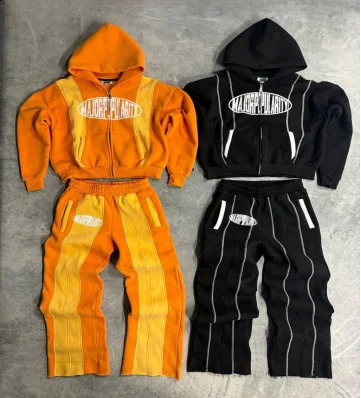 Casual trend splicing n hoodie sports twopiece set y2k hiphop loose fit and bodybuilding straight leg pants 250815