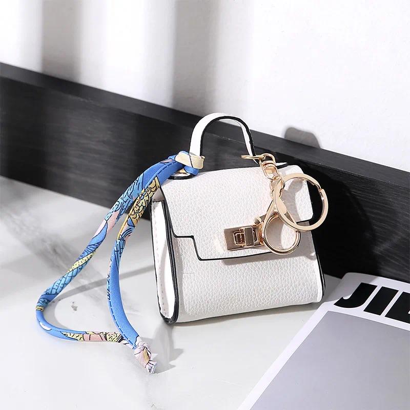 Luxury Designer Mini Square Leather Bag Charm Lock design Earphone Case Cute bag Pendant Fashion Decor Accessories Creative Keychain Women Gift