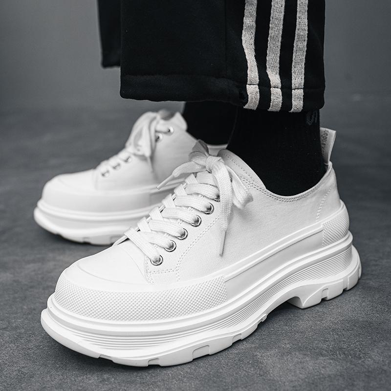 Designer Canvas shoes men thick soled fashionable height increasing men shoes sponge cake single shoes dad shoes white shoes free shipping