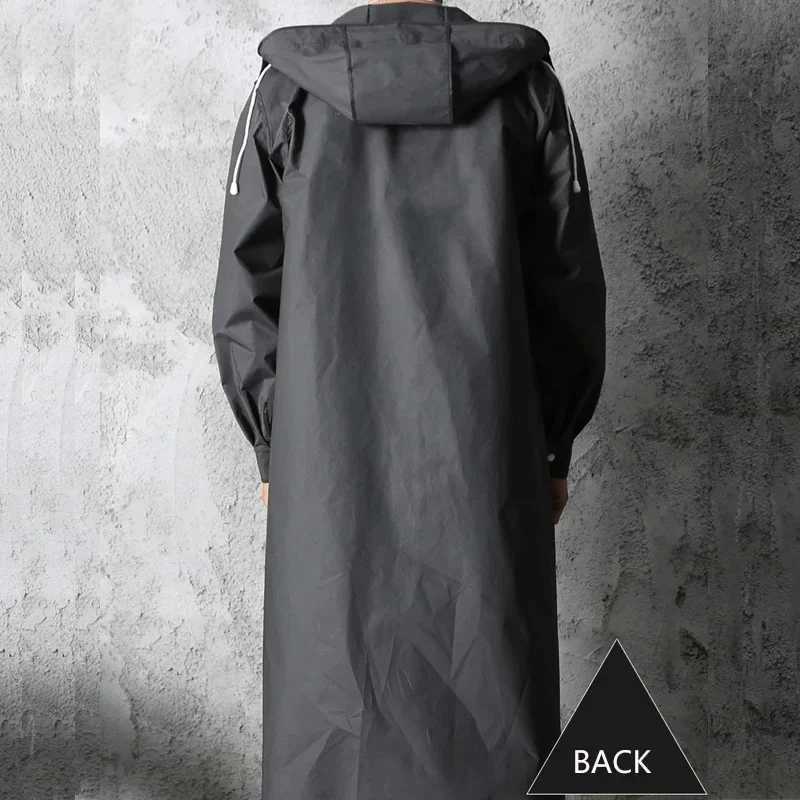 Black Fashion Adult Waterproof Long Raincoat for Women and Men Hooded Rain Coat for Outdoor Hiking Travel Fishing Climbing Thickened W250815
