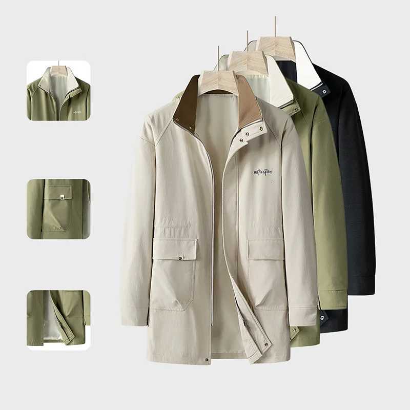 New arrival fashion super large medium to long windbreaker mens spring autumn casual coat plus sizes L-4XL 5XL 6XL 7XL 8XL 9XL W250815