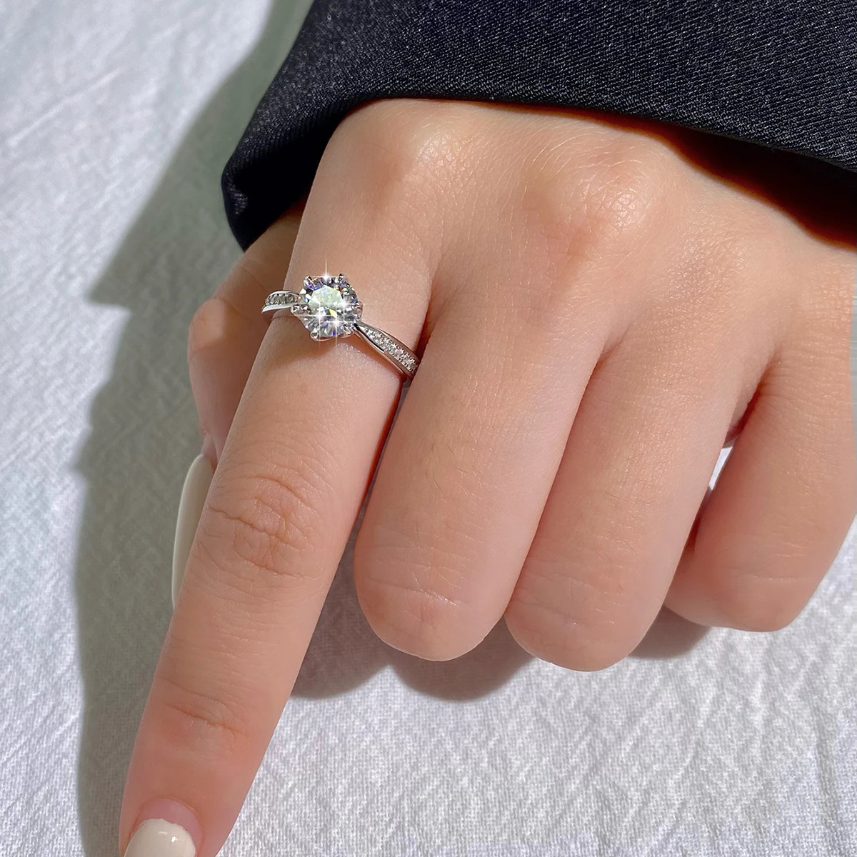 DW 0.5-2CT Diamond Rings for Women Engagement Real 925 Sterling Silver Original Wedding Gemstone Fine Jewelry 250807