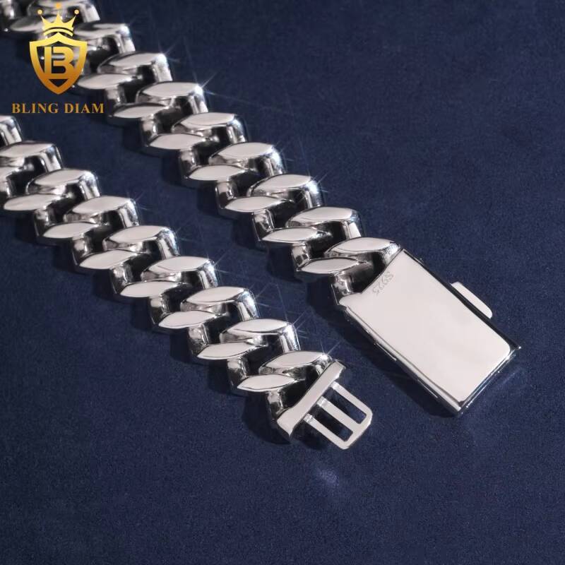 Factory Price Wholesale 16MM Moissanite Cuban Chain Pass Diamond Tester 925 Silver Cuban Link Necklace