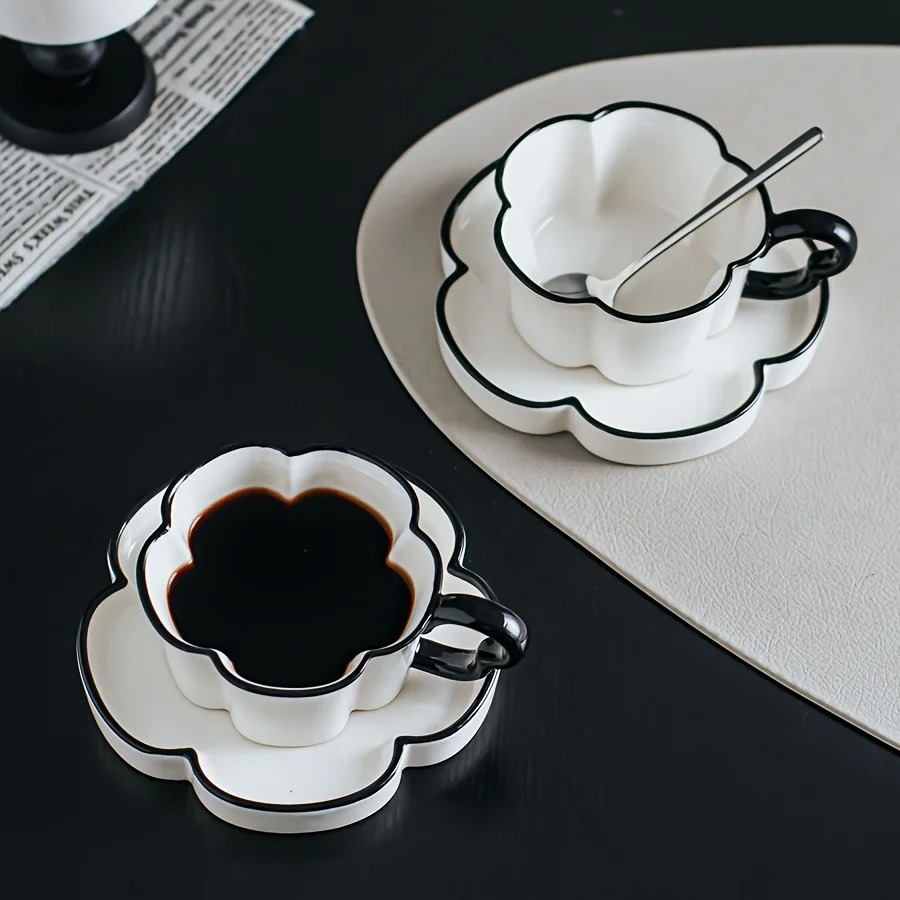Luxury Floral Ceramic Coffee Cup Set Modern Mugs with Dish Spoon Afternoon Tea Cup Dessert Plate Perfect for Office Home Gift 250815