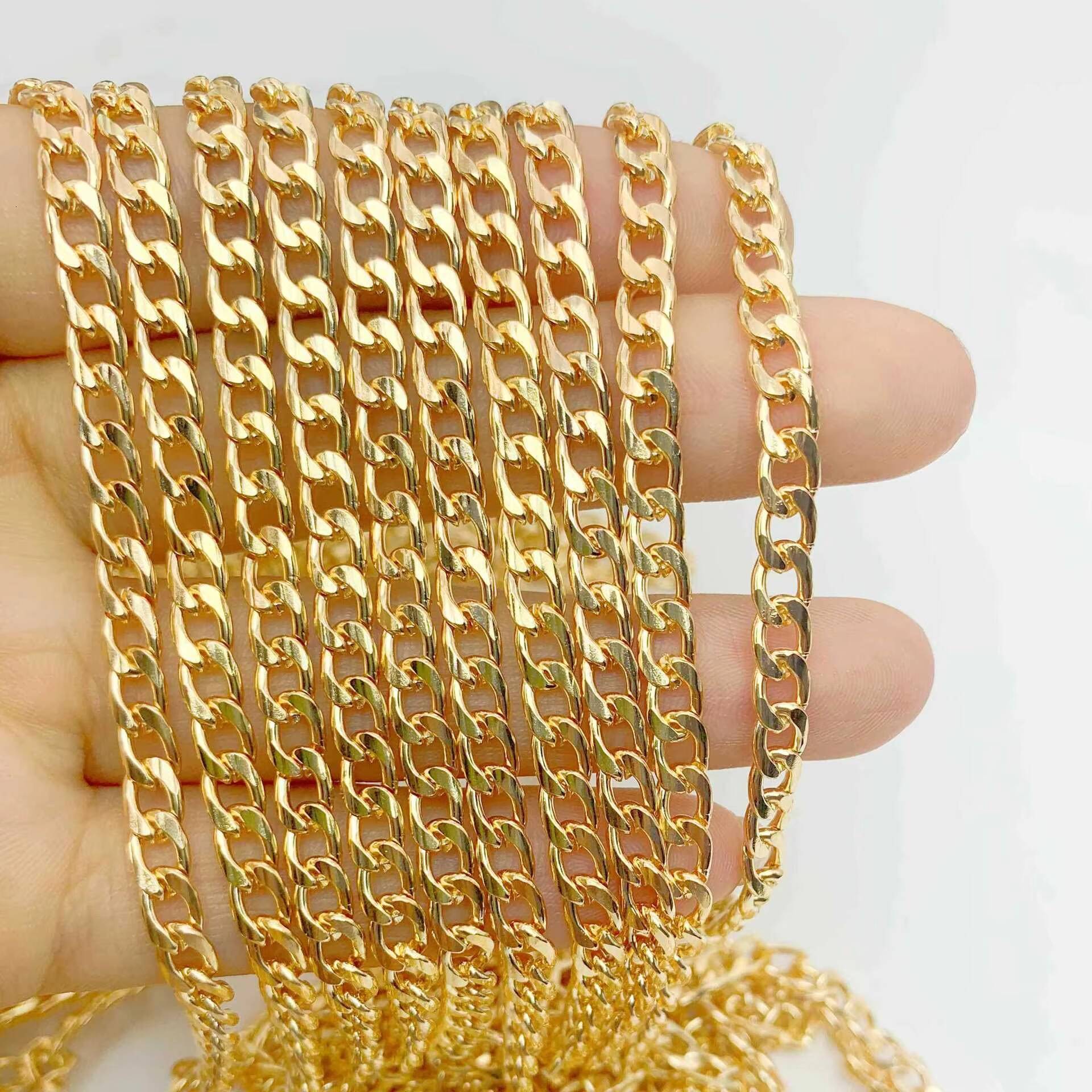 Real 14K Gold Filled 3/4/5/6/8mm Cuban Chain for Women and Men Jewelry Making Necklaces