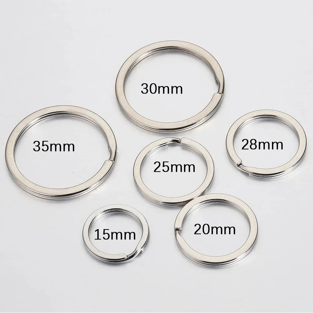 20pcs Stainless Steel Key Rings 2025283035mm Round Flat Line Split Keyring for Jewelry Making Keychain DIY Findings 250811