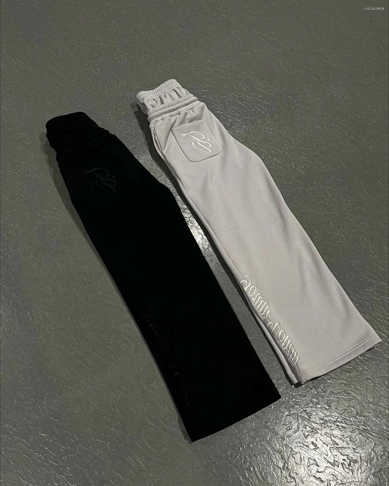 Men's Pants Retro Double Layer Sweatpants Y2K Mens Womens Harajuku Hip Hop Letters Embroidery Baggy Casual