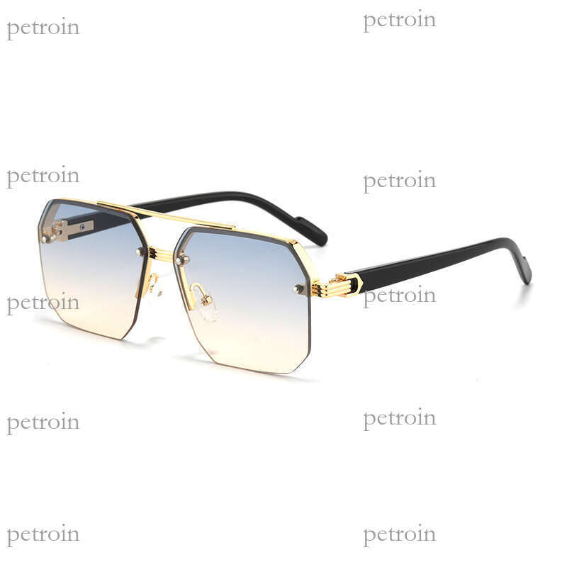 New Frameless Fashion Metal for Men and Women, Unique High-end Square Street Style Driving UV Protection Sunglasses Trend
