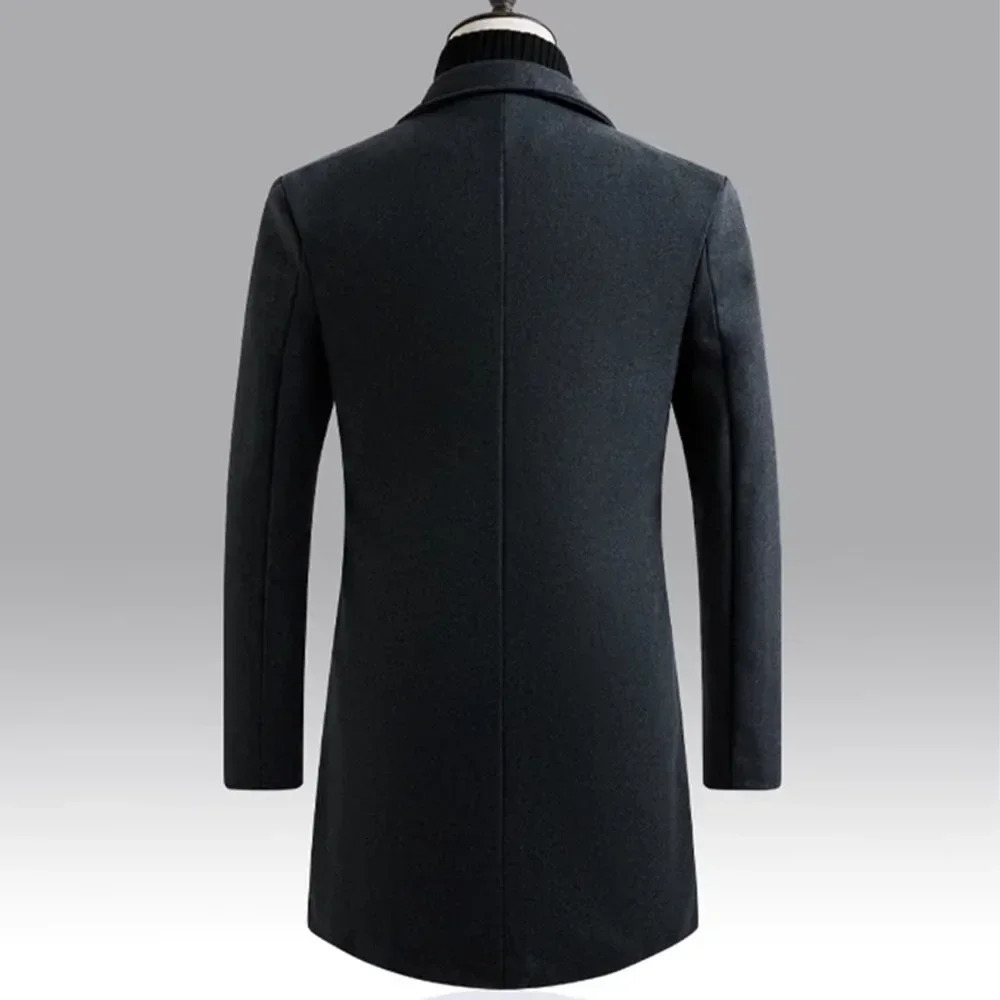 Mens Single Breasted Trench Coat Slim Fit Belted Windbreaker Long Jacket Casual Solid Windproof Overcoat in 250814