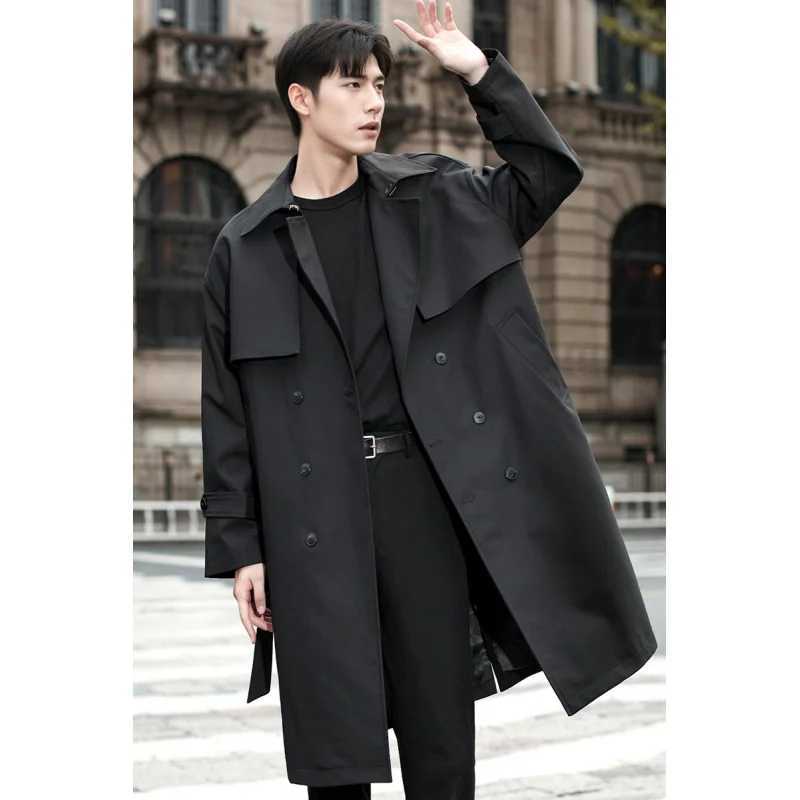 GIOIOMens duster 2025 Spring and Autumn New Mid-Length Solid Color Patchwork Top Jacket Coat Fashion Mens Wear W250815