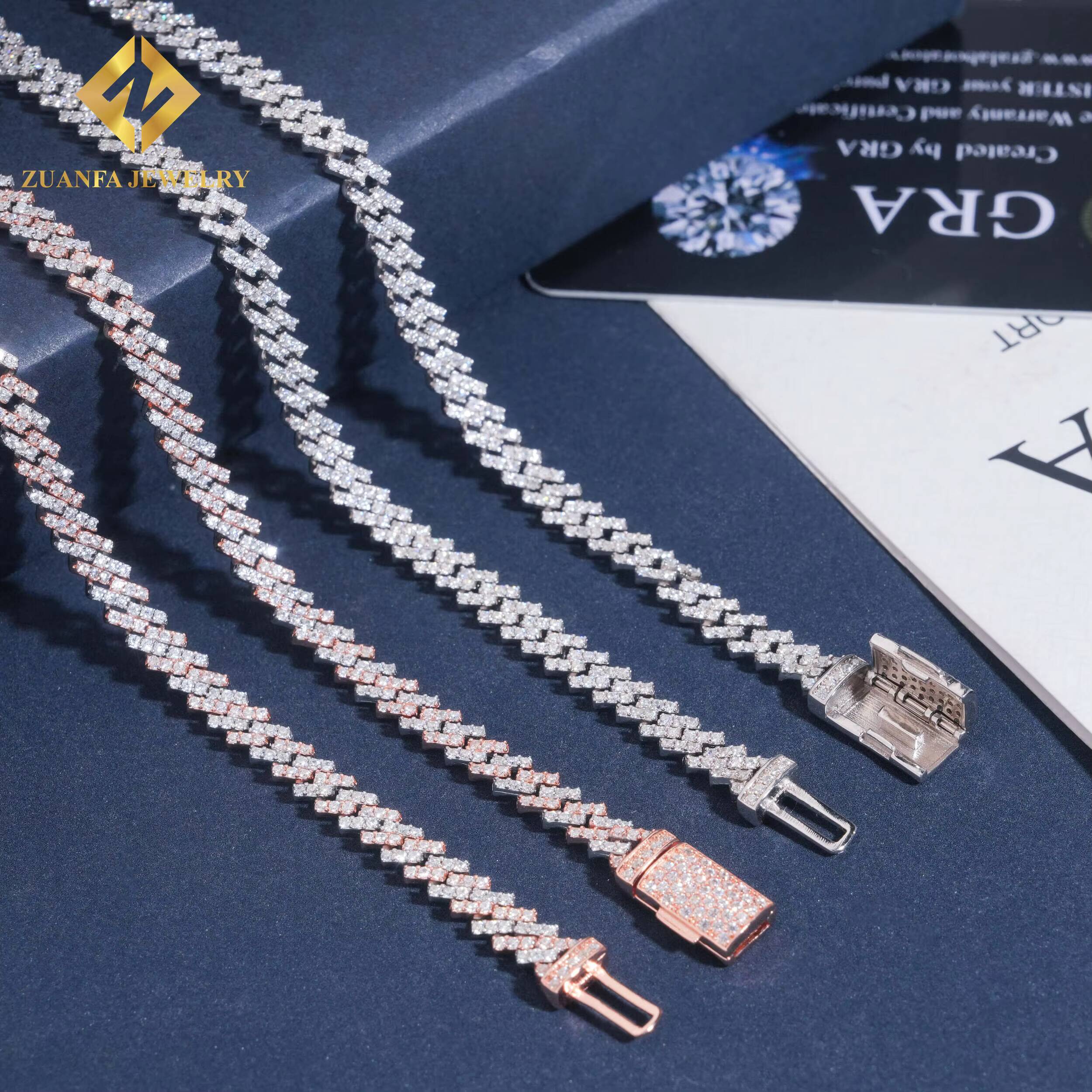 Hot Sale Cheap Price 5mm Moissanite Pass Diamond Tester Men Jewelry 925 Silver Cuban Link Chain White Gold Plated Popular Chain