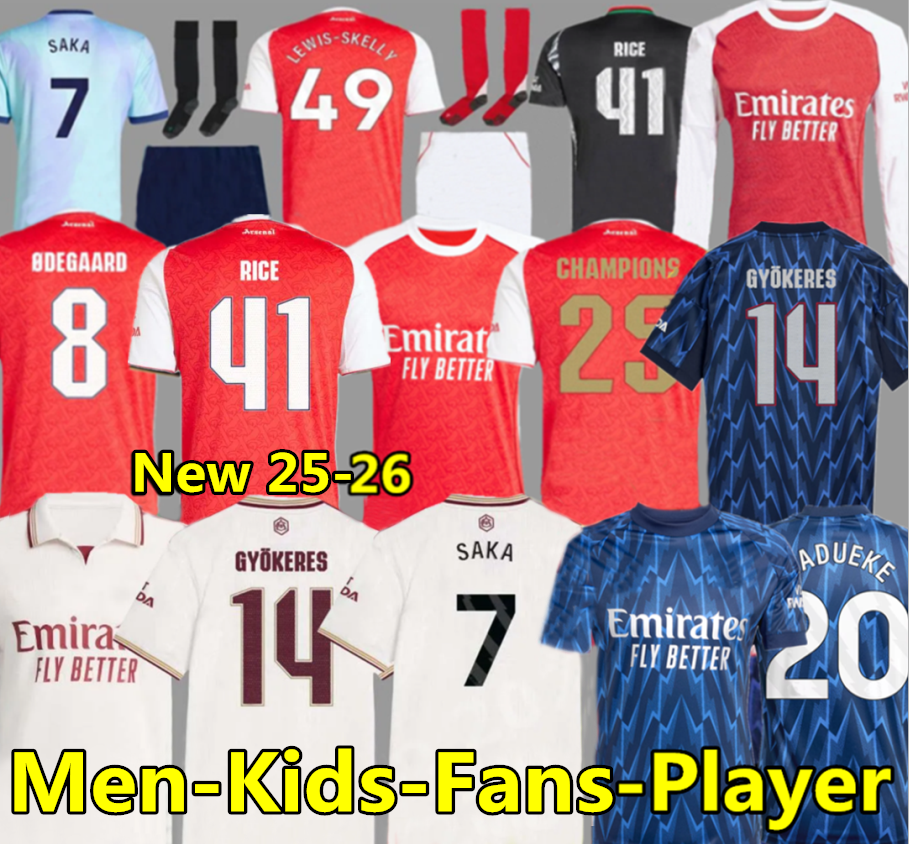 24 25 26 CALAFIORI soccer jerseys RICE SAKA MADUEKE ZUBIMENDI RUSSO 2024 2025 2026 football shirt Men Kids ODEGAARD SAMBI VIEIRA Gyokeres HAVERTZ Lewis-Skelly
