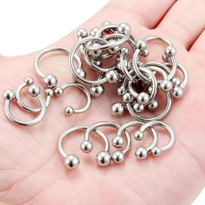 24Pc/set Steel Nostril Ear Tongue Piercing Eyebrow Lip Nose Hoop Set Piercings Ring Body Jewelry Women Men Ear Stud 250807