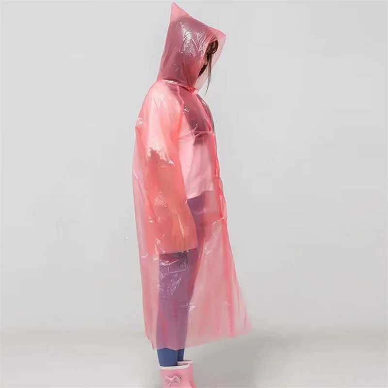 Adult Disposable Poncho Hooded Raincoat Lengthened Waterproof Outdoor Rain Poncho Y250814