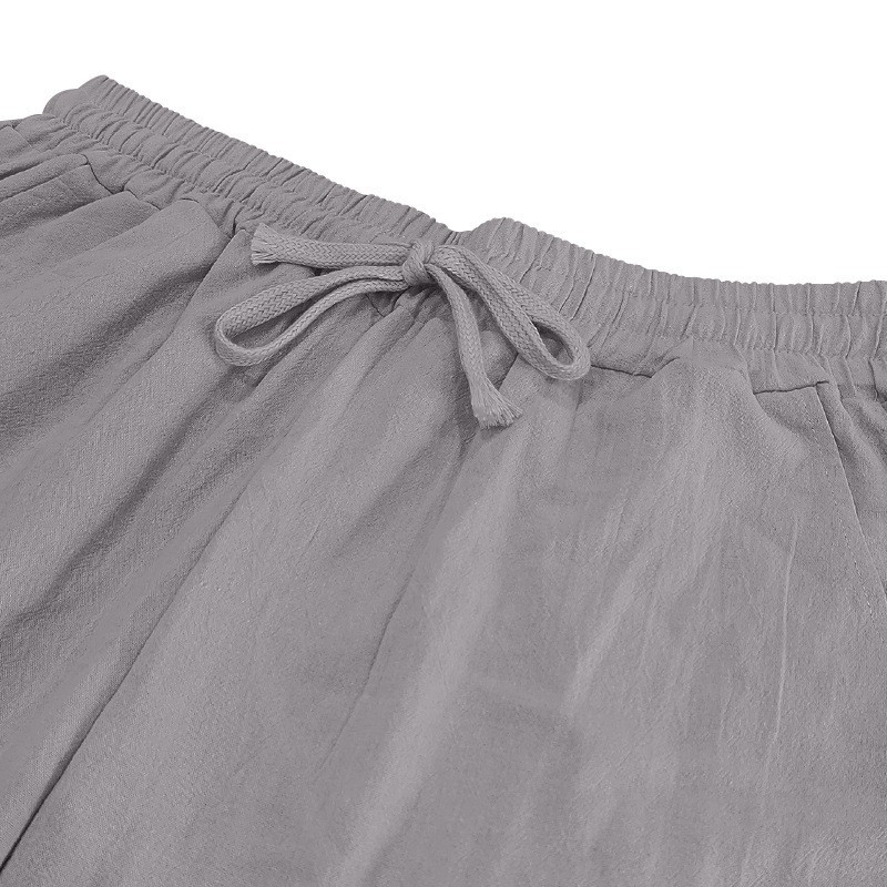 Spring and autumn men's tracksuit fashion trend quality cotton linen shirt casual loose solid color lapel long sleeve trousers two sets shirt and