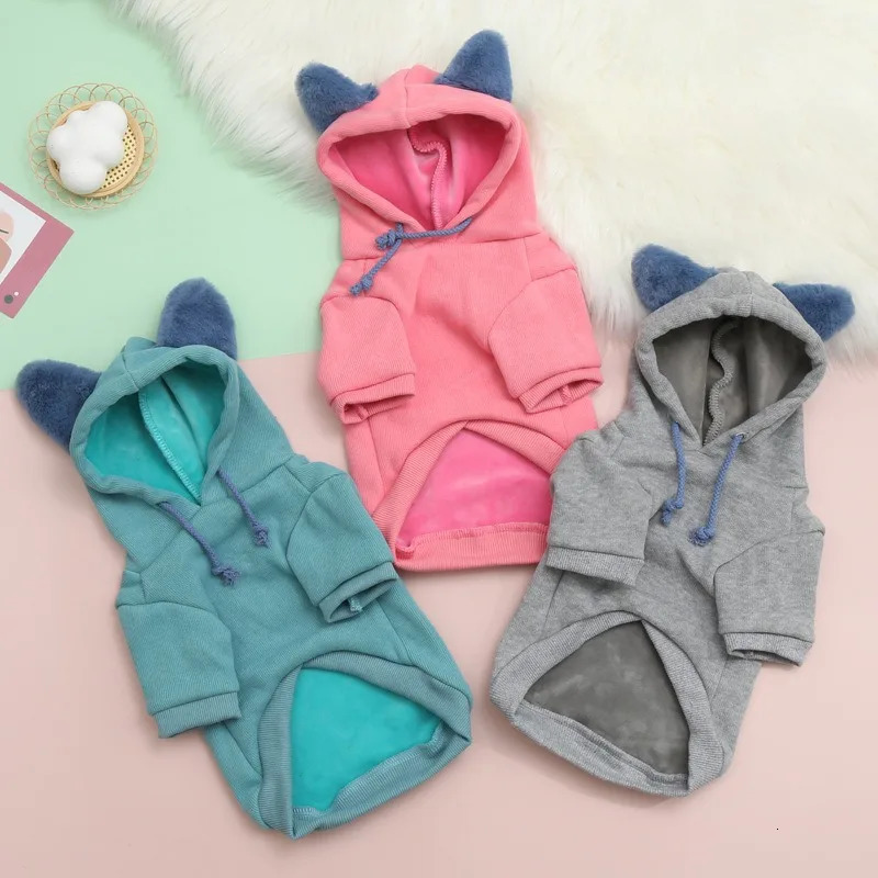 Pet Clothes Dog Twolegged Hooded Sweatshirt Plus Fleece Winter Warm Cat 250814
