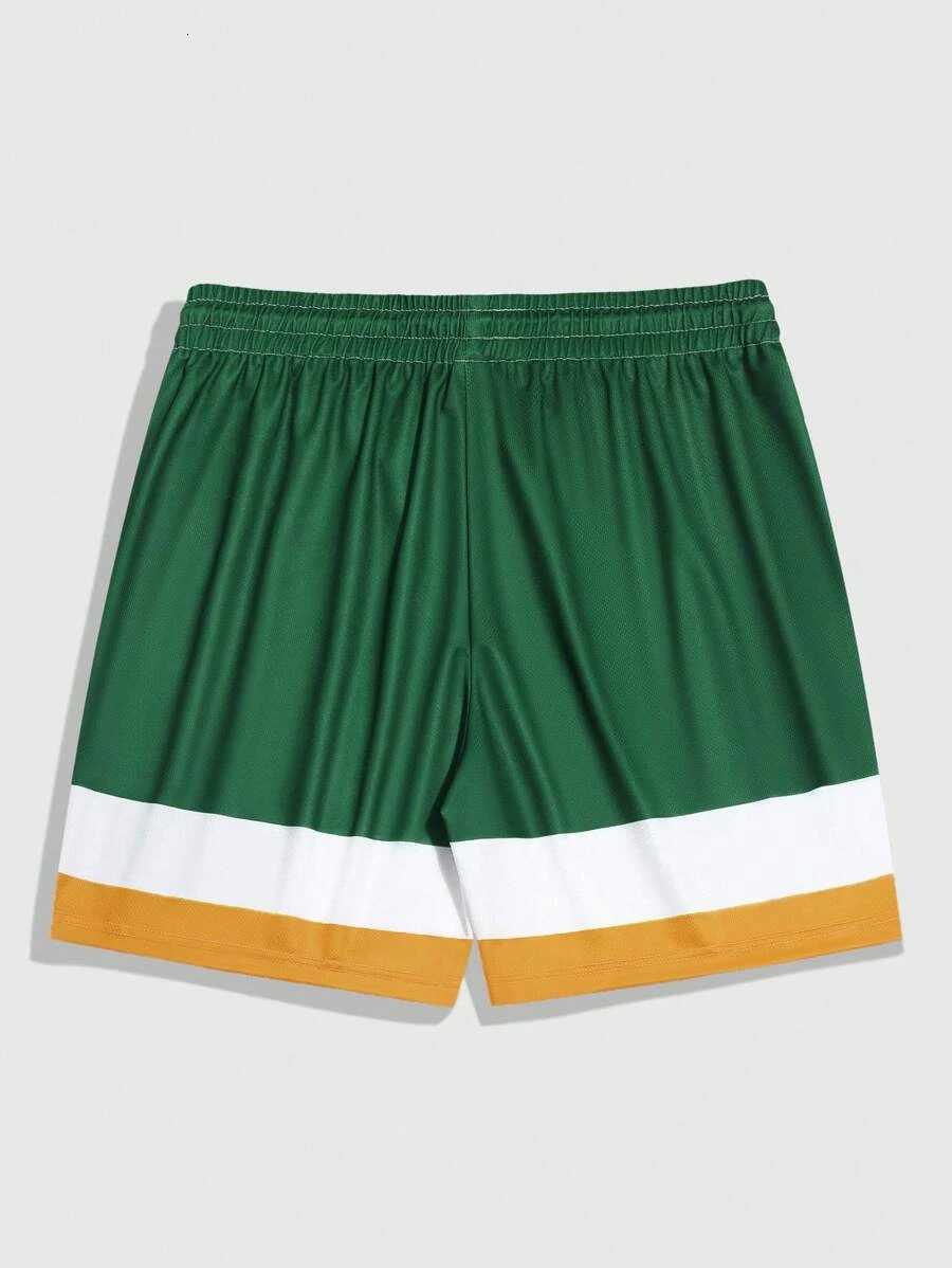 Cartoon Letter Print Drawstring Short Pants For Summer Outdoor Sports Training Quick-Drying And Loose-Fitting Mens Shorts Y250814