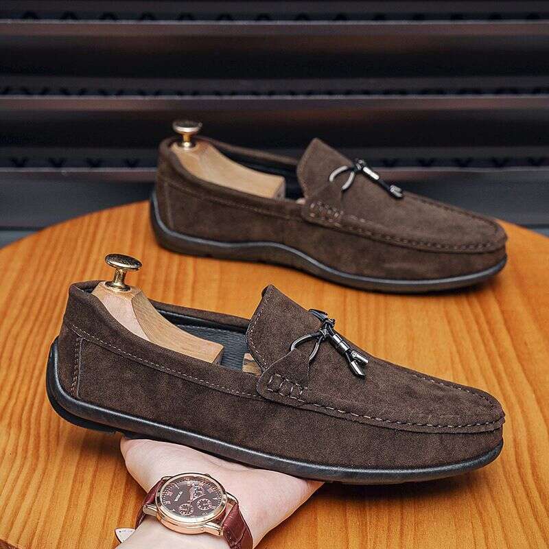 2025 Spring Autumn New Bean Business And Leisure Lefu Reverse Fleece Leather Shoes, One Step British Men's Shoes 72Ba