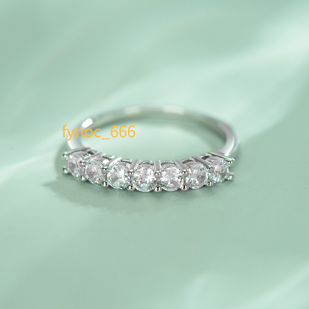 Luxury Jewelry Diamond White Gold 1.96 Ct Seven Gemstone Half Eternity Band Rings