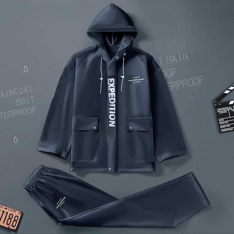 New Raincoat Split Thickened Raincoat suit Rainproof Windproof Wear-resistant Breathable Raincoat with Hat For Adult Man Woman Y250814