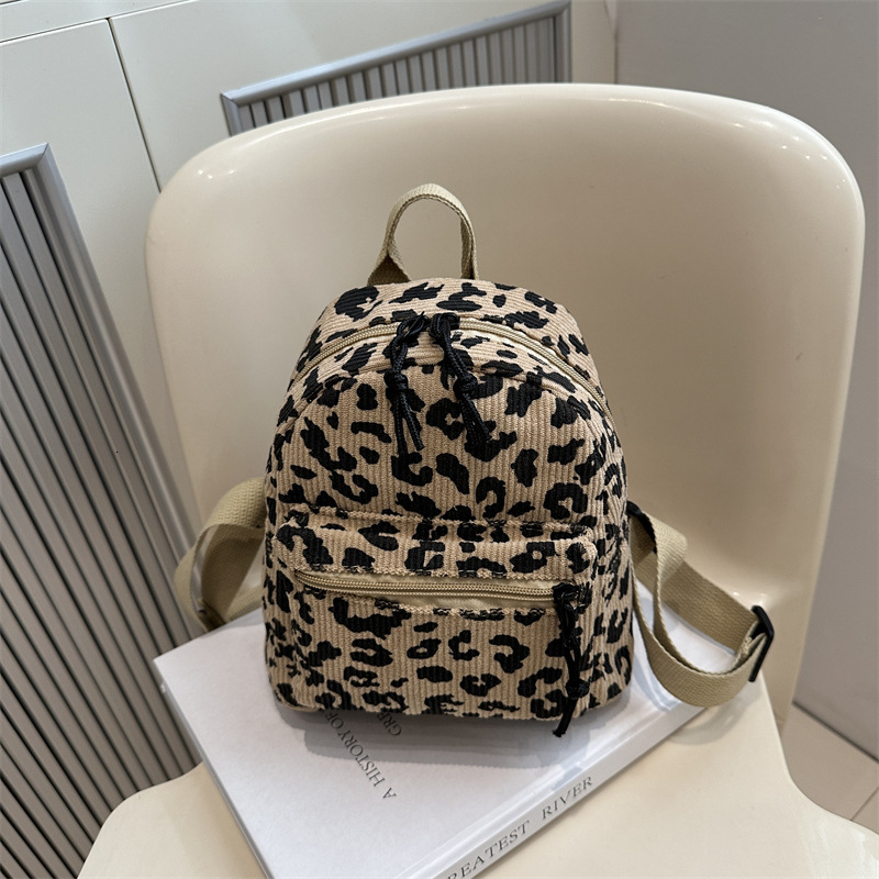 Autumn New Neutral Style Backpack Casual Simple Leopard Print Backpack Niche Design Fashionable New Fashion Backpack Autumn New Designer Bag