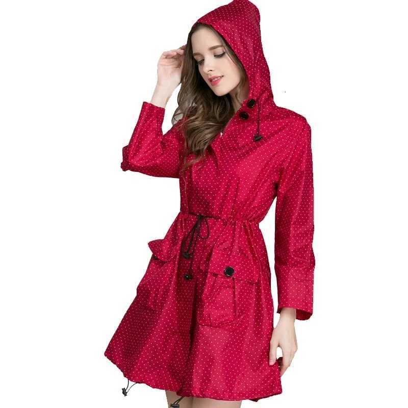 New Fashion Women Raincoat With Hat Foldable Cuffs Laydies Dress Style Light Rain Coat Waterproof Men Rainwear Windproof Y250814