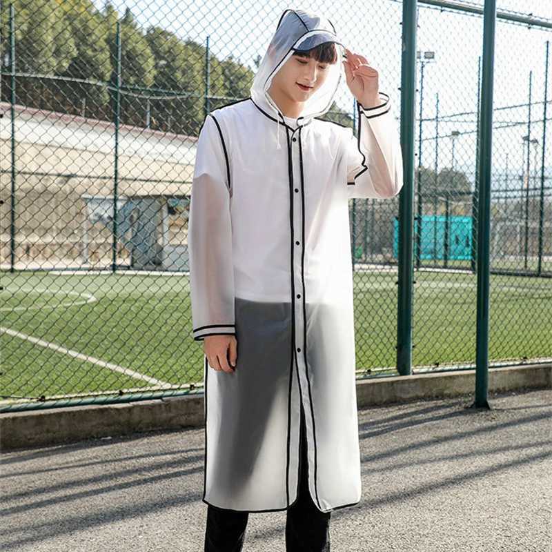 Fashion Women Transparent EVA Clear Raincoat Man Travel Waterproof Rainwear Adult Poncho Outdoor Rain Coat Long Raincoat Y250814