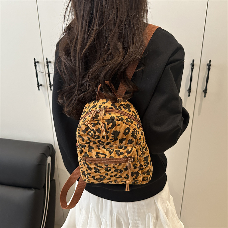 Autumn New Neutral Style Backpack Casual Simple Leopard Print Backpack Niche Design Fashionable New Fashion Backpack Autumn New Designer Bag