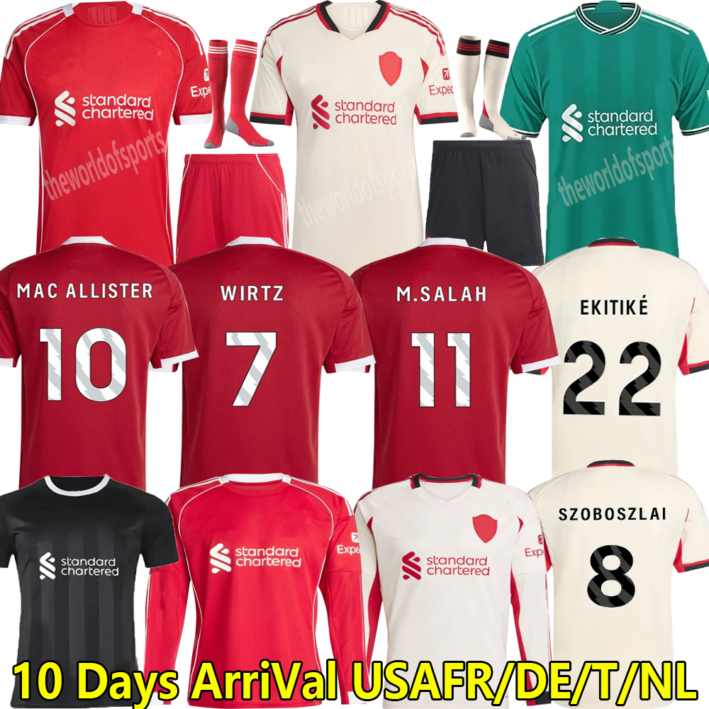 25 26 The RedsMohamed Salah soccer jerseys 2025 2026 SZOBOSZLAI GAKPO MAC ALLISTER KERKEZ WIRTZ EKITIKE FRIMPONG BRADLEY ENDO DARWIN football shirts kids kit tops
