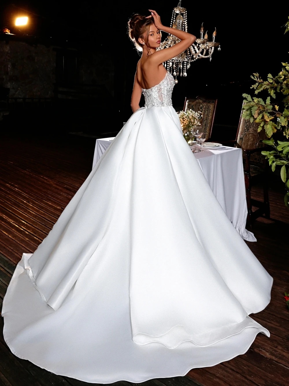 Gorgeous Sequins Wedding Dresses Strapless Bridal Gowns with Detachable Train Beading Backless Mermaid Customized Vestidos De Novia Plus Size