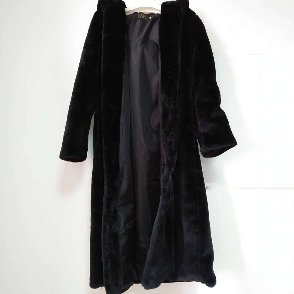 Winter Loose Mink Velvet Imitation Fur Splicing Long Coat Fur Suit Collar Women's Coat High Street Fashion Lady Overcoat