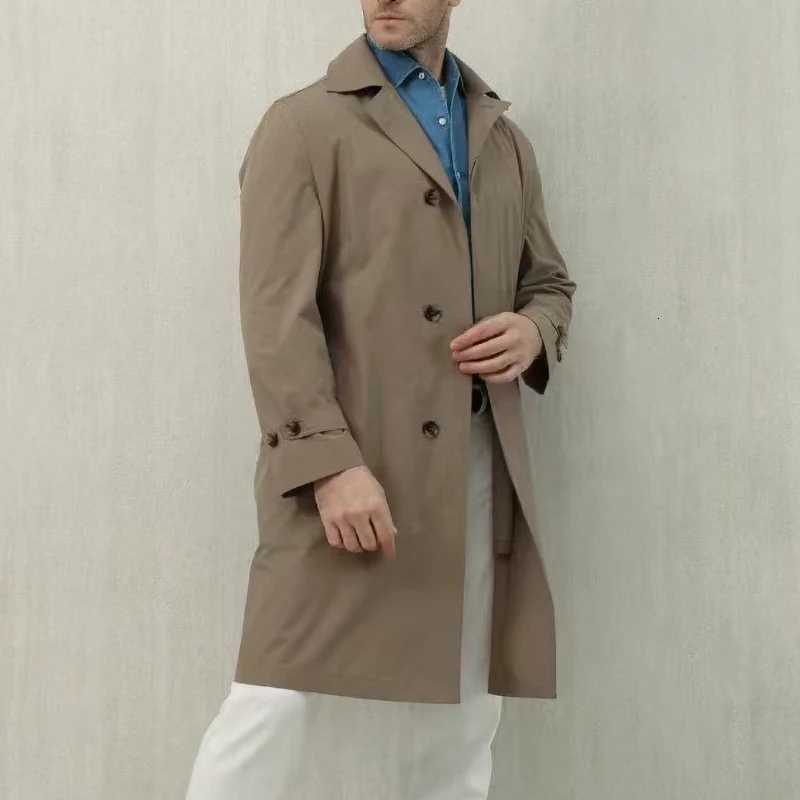 Luxury Mid-Length Trench Coat Single-Breasted Mens Urban Commuting Office Business Casual Jacket Light Cozy Trip Wear W250815