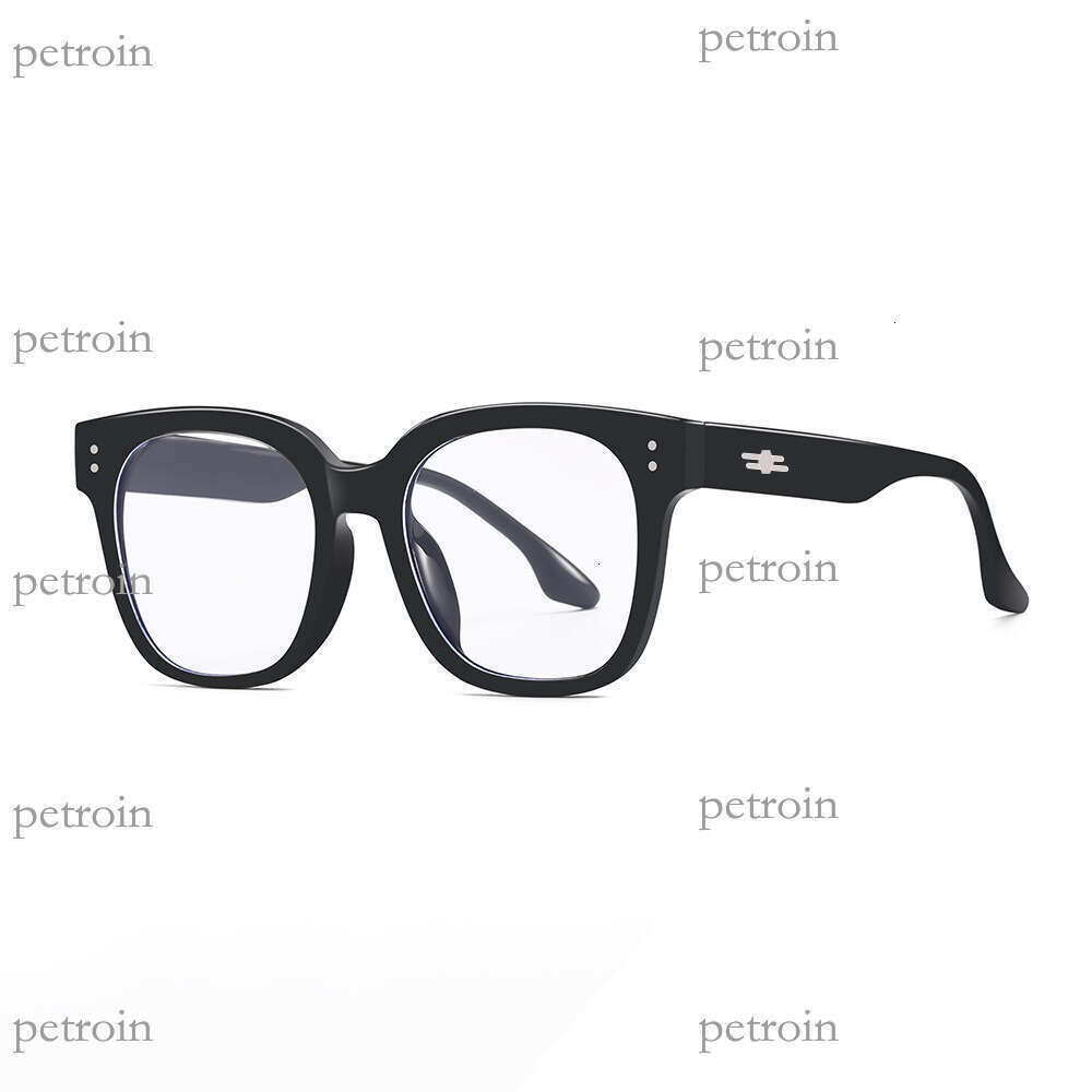 2024 New Anti-Blue Light Computer Internet Celebrity Style Black Frame Plain Face Versatile Men's Non-Prescription Glasses