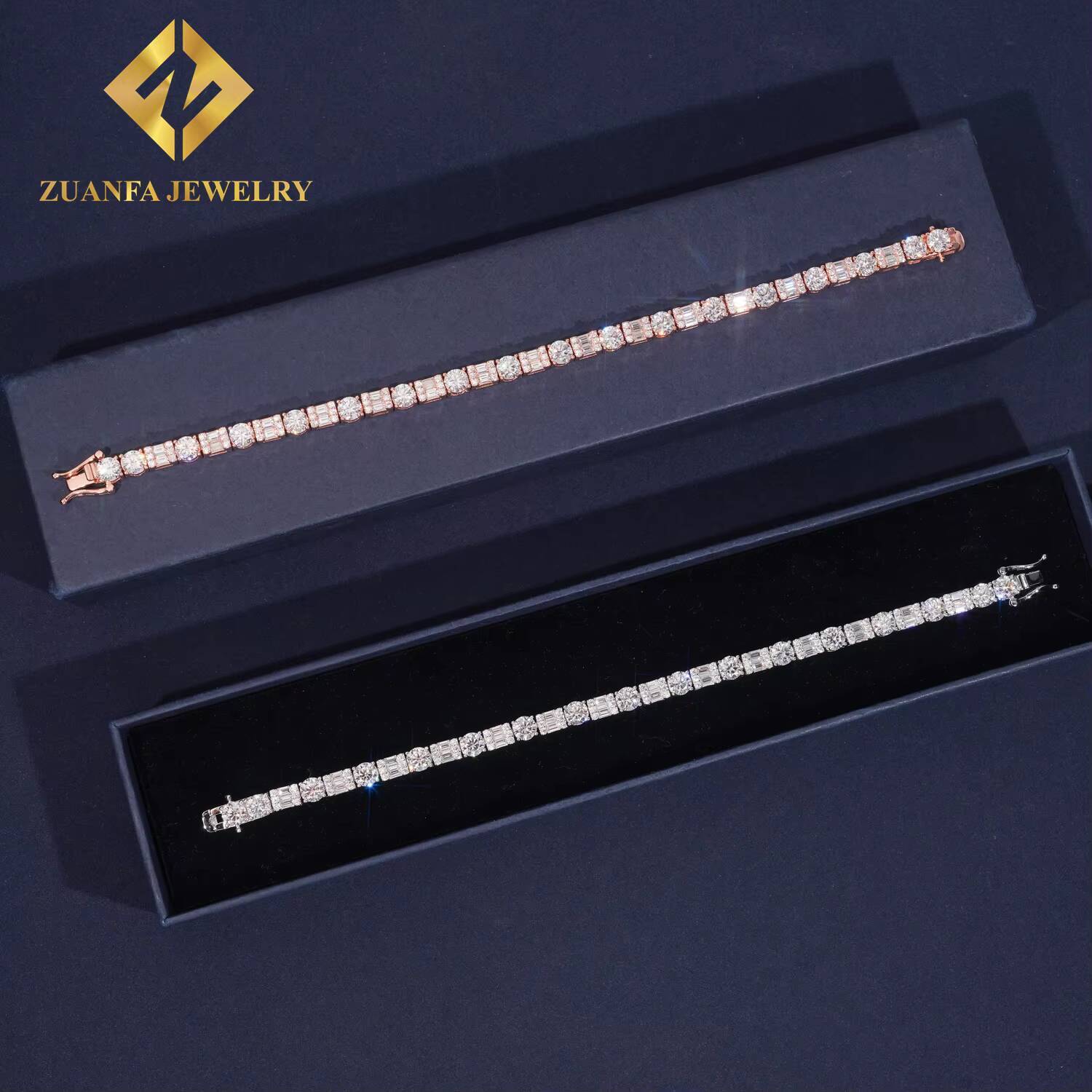 New Unique Design S925 Silver Iced Out 5MM Moissanite Tennis Chain Custom Fine Diamond Tennis Bracelet Women Gift